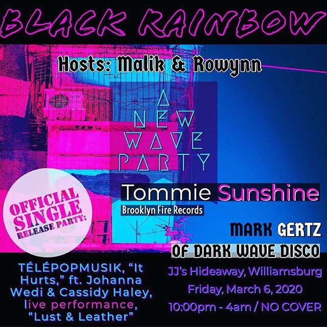 Swipe for weekend lineup 🤼�♂� 🔥Repost from @black_rainbow_ny
•
Tonight! Join us at @black_rainbow_ny a #newwave #danceparty in #williamsburg #brooklyn #nyc ✨#recordrelease #party #indie #pop